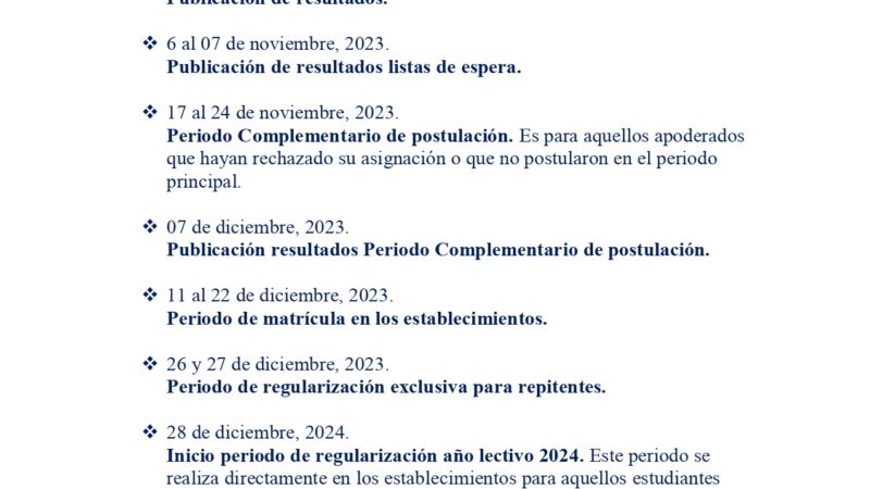 ATENCIÓN 8° AÑOS SE INICIA PROCESO DE POSTULACIÓN A LICEOS DE CONTINUIDAD